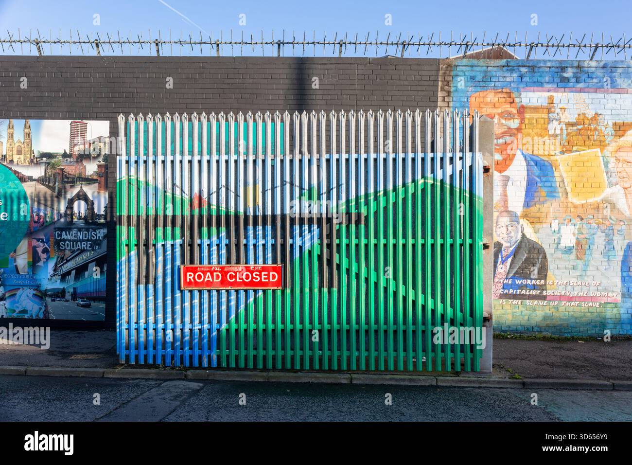 Bloc routier des troubles d'Irlande du Nord, Northumberland Street, Belfast, Irlande du Nord, 2025 Banque D'Images