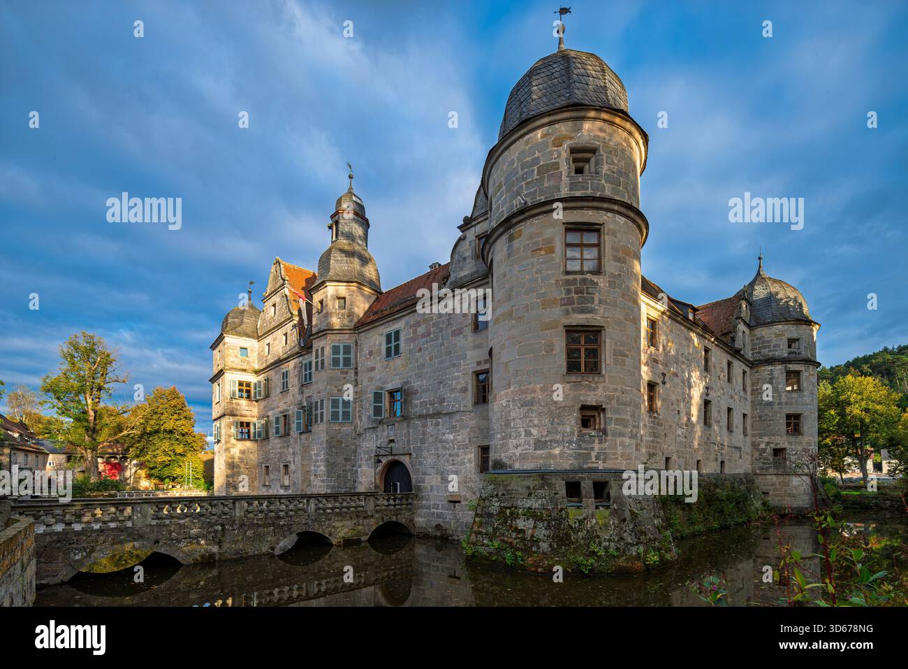 Automne, haute-Franconie, district de Kronach, Mitwitz, Château, château à douves Banque D'Images