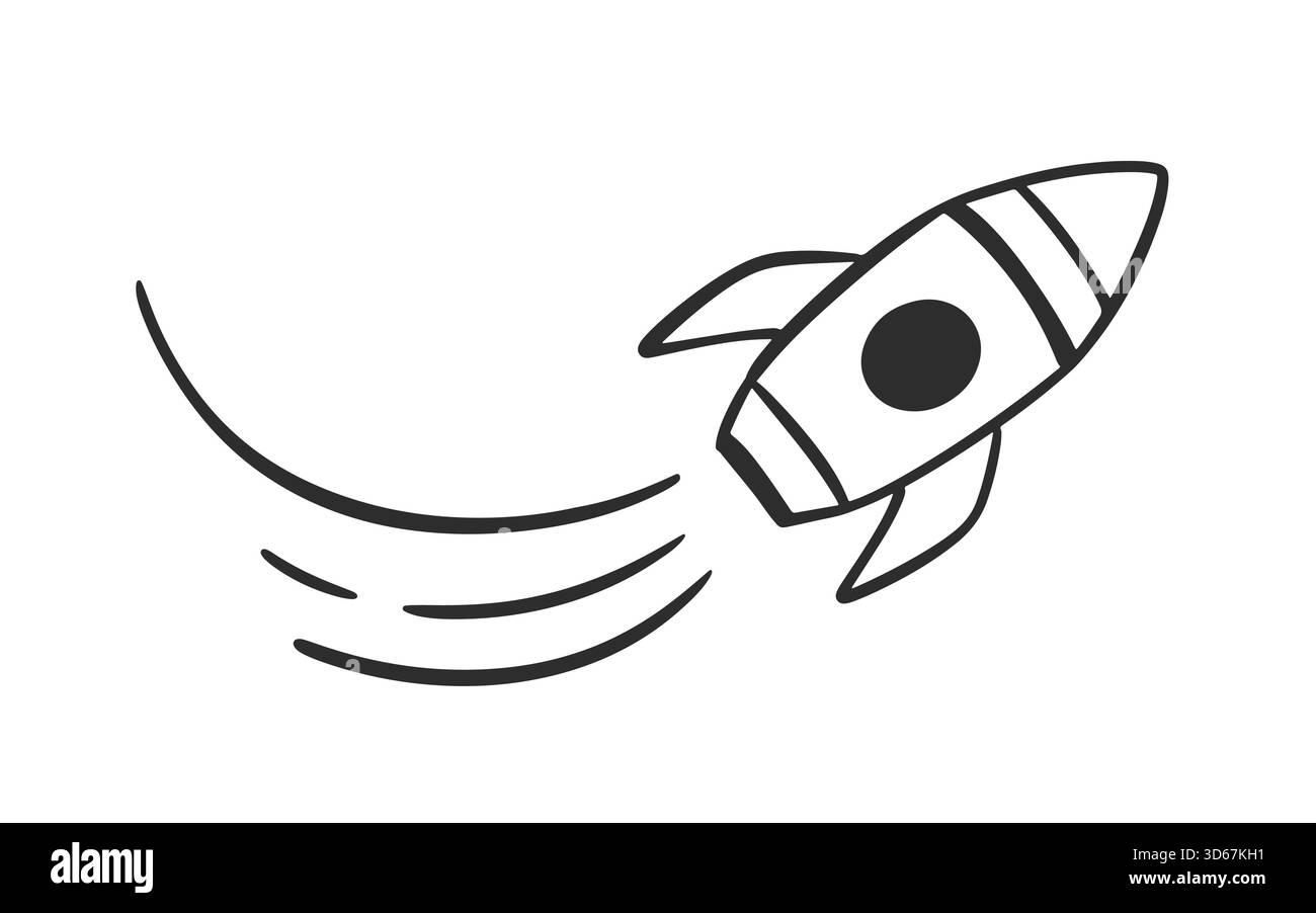 Fusée spatiale illustration de doodle dessinée à la main Illustration de Vecteur