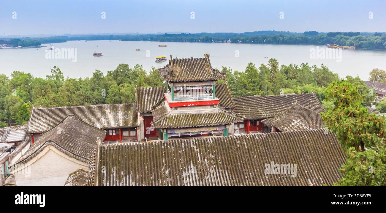 Vue panoramique sur le palais d'été et le lac Kunming à Pékin, Chine Banque D'Images