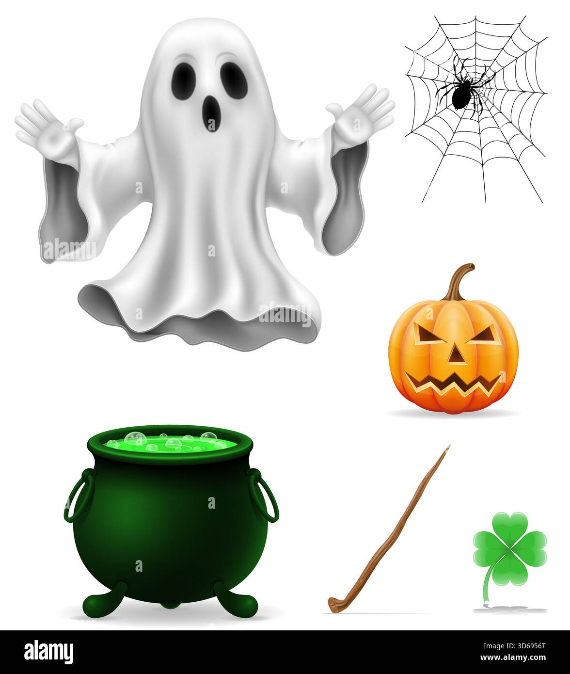conception d'articles d'halloween pour illustration vectorielle de stock de dessin animé de célébration isolé sur fond blanc Banque D'Images