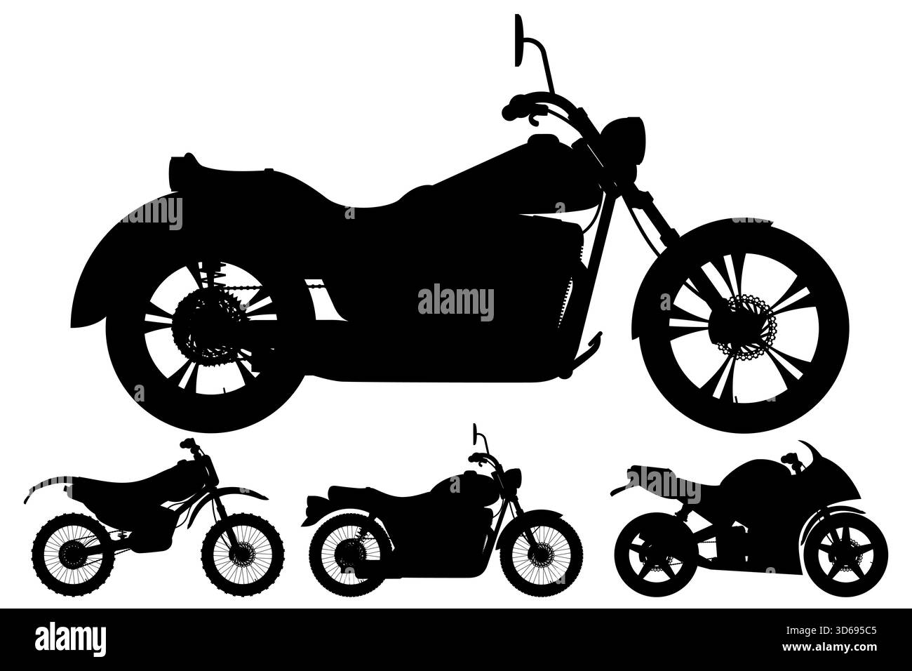 moto moto moto noir silhouette dessin animé stock illustration vectorielle isolée sur fond blanc Banque D'Images