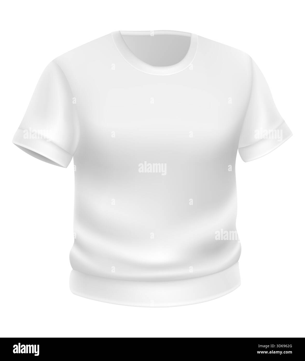réaliste d'un t-shirt blanc classique avec manches courtes et col. Idéal pour la mode, la conception de vêtements et l'illustration vectorielle de concepts de vente au détail Banque D'Images