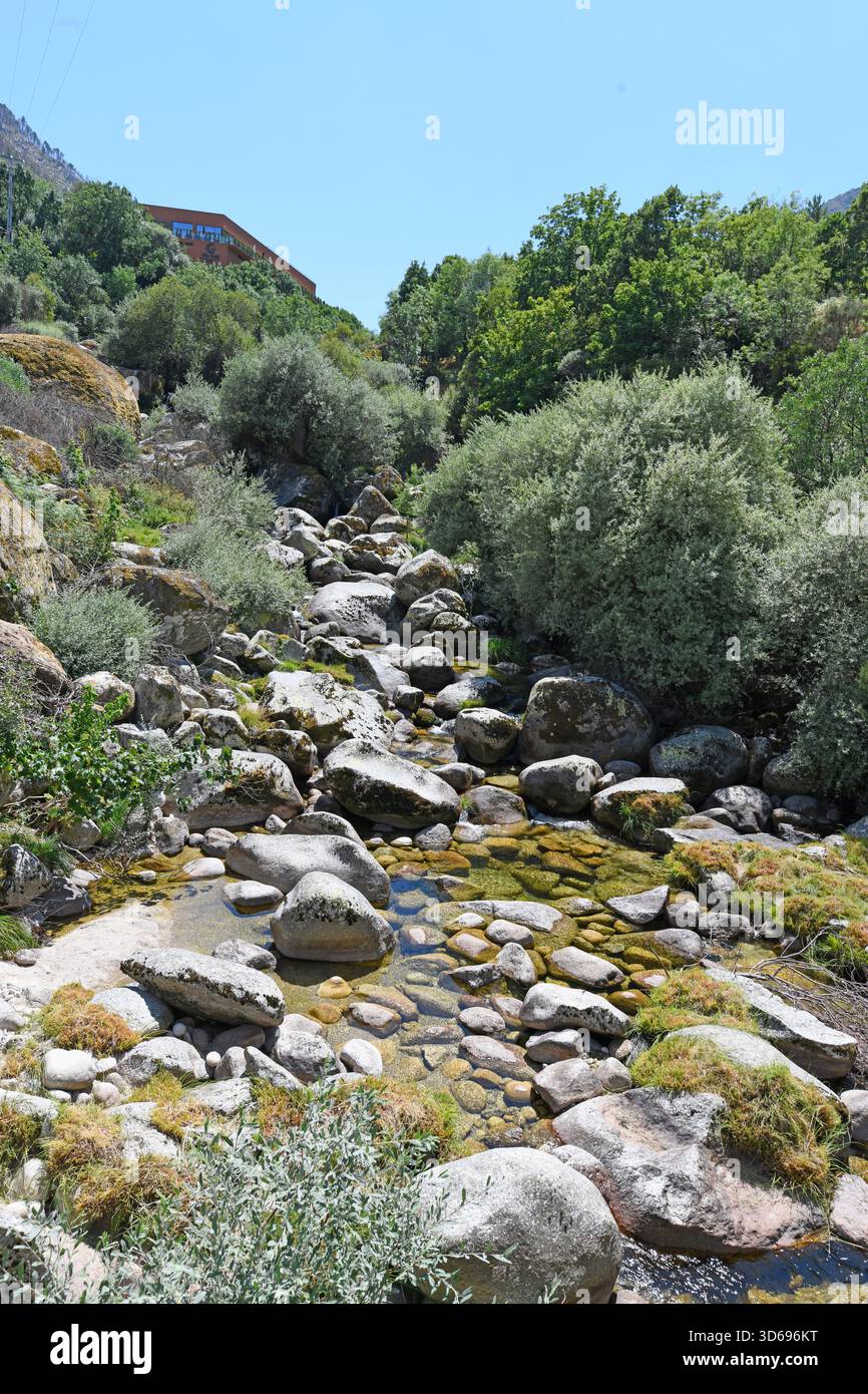 Rivière Zézère, cours supérieur. Manteigas municipalité, Guarda district, Serra da Estrela, Portugal. Banque D'Images