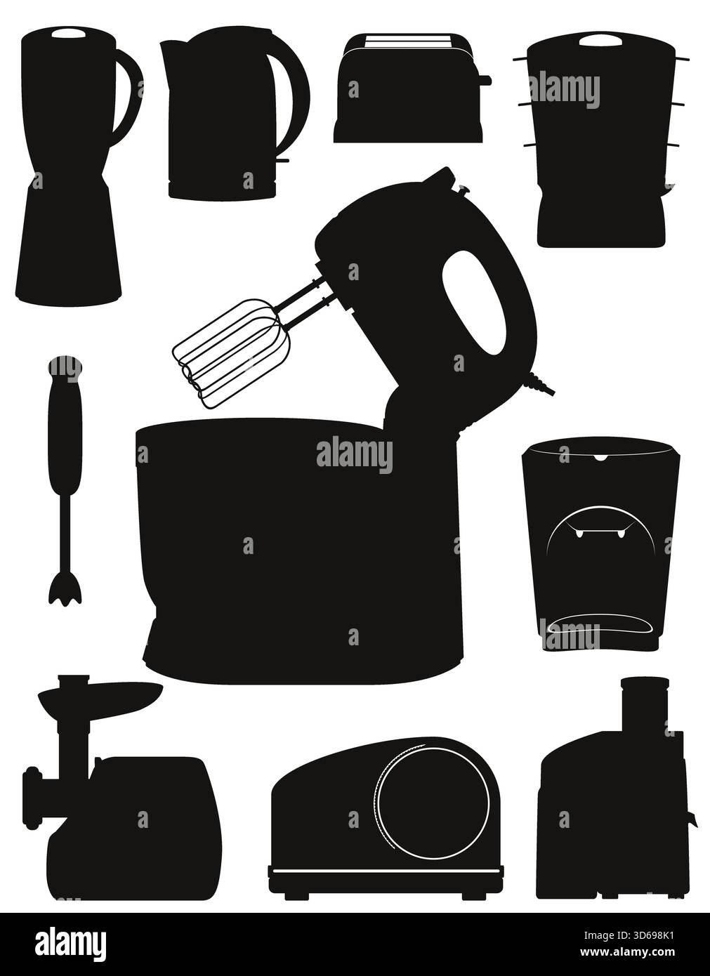appareils électroménagers pour la cuisine silhouette noire illustration vectorielle stock isolée sur fond blanc Illustration de Vecteur