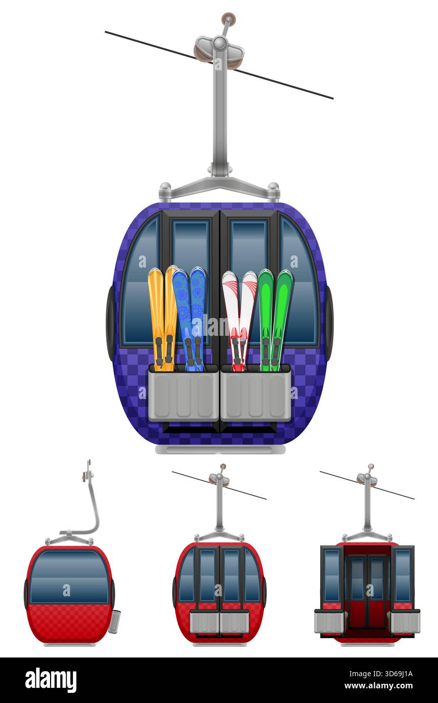 illustration vectorielle stock de dessin animé de cabine de téléski isolé sur fond blanc Illustration de Vecteur