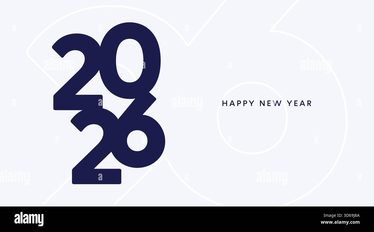 Bonne année 2026 conception de carte de voeux, numéro de vecteur bleu 2026, fond de nouvel an avec logo bleu Illustration de Vecteur