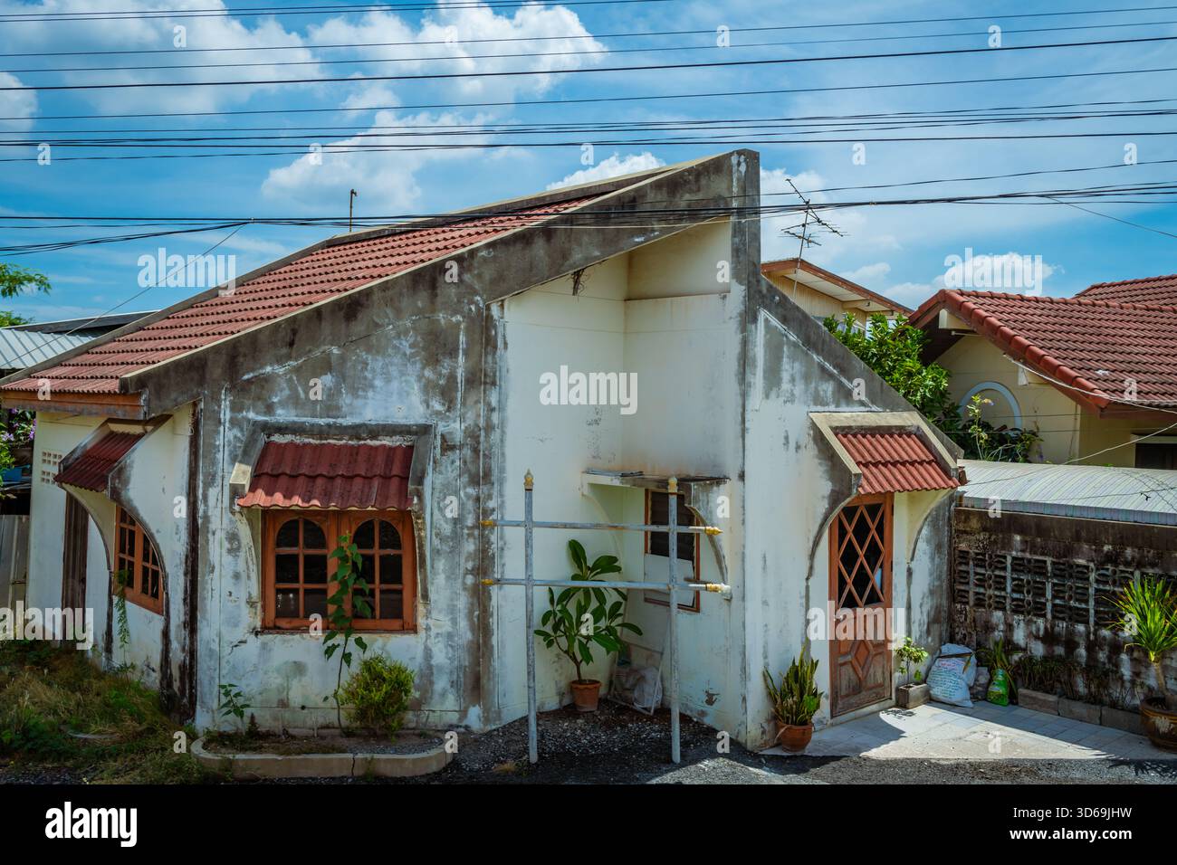 Trajet en train vers le marché ferroviaire de Maeklong à Bangkok, Thaïlande Banque D'Images