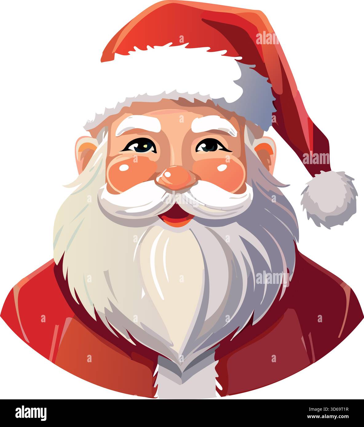 La tête et les épaules du portrait du Père noël regardant vers l'avant. Personnage festif représentant noël et la saison des fêtes Illustration de Vecteur