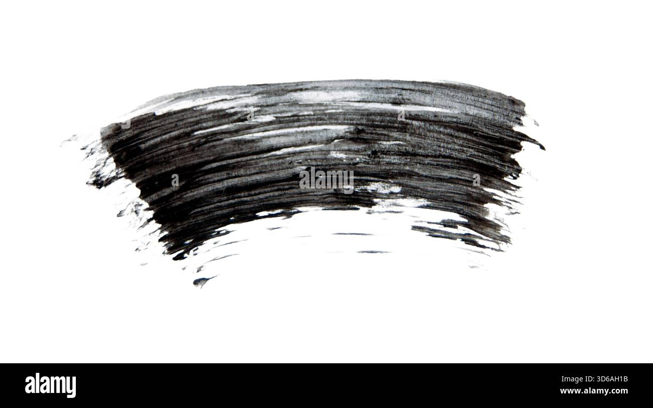Coups de pinceau noir isolés sur blanc. Une splat grunge d'encre noire. Banque D'Images