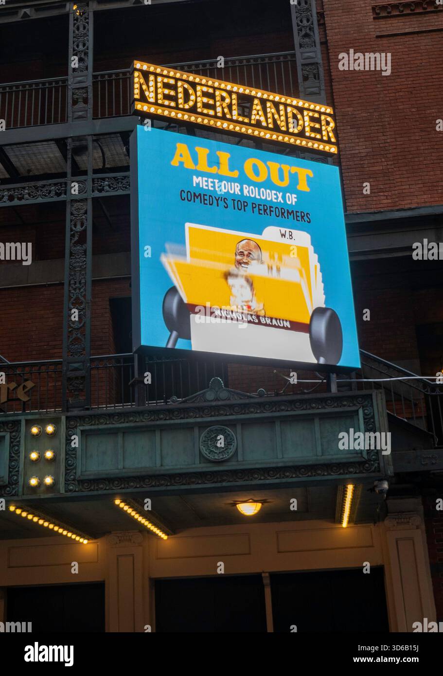 David T. Nederlander Theatre and 'All Out' Marquee, New York City, États-Unis 2025 Banque D'Images