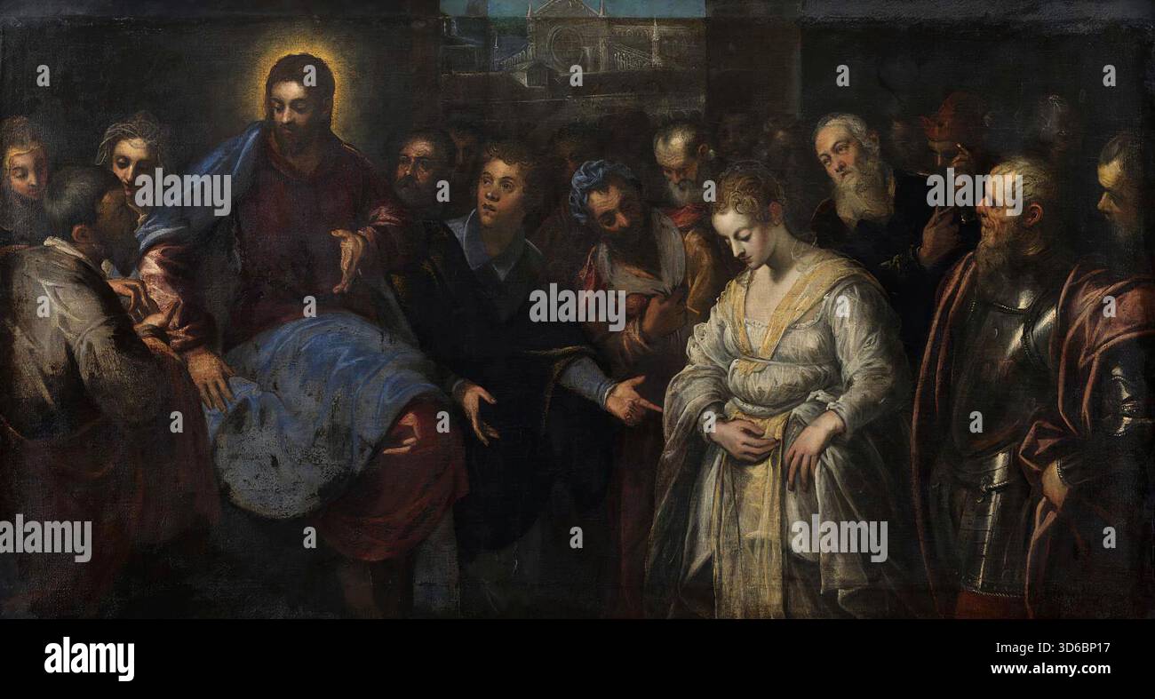 'Christ et l'Adulteress (1574 - 1635). Jacopo Tintoretto (Italien, 1518-1594)' Banque D'Images
