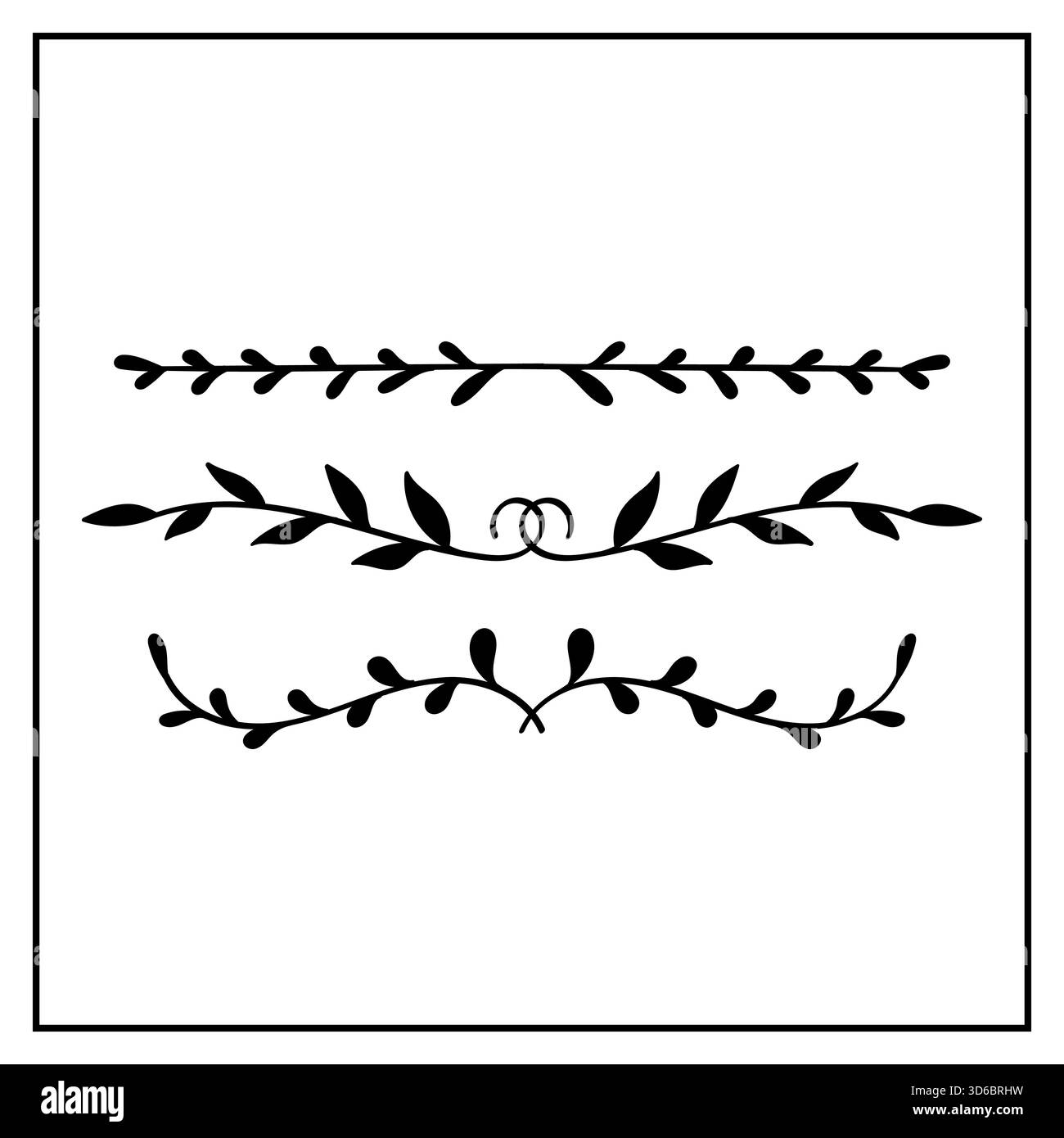 Silhouette Botanical Leaves Dividers Collection décorative. Illustration vectorielle. Illustration de Vecteur