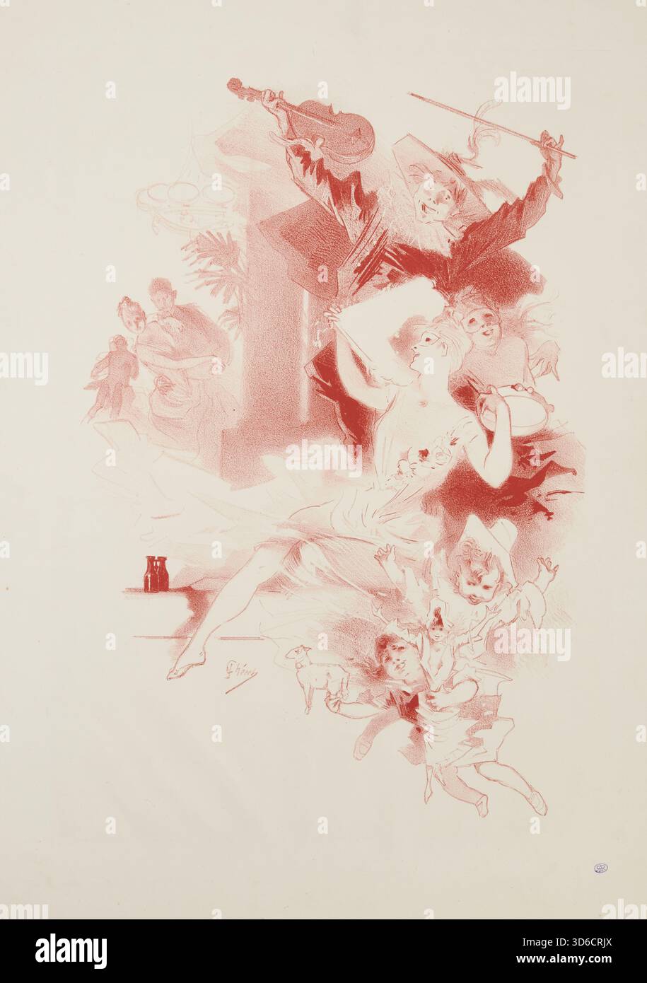 Columbine et Arlequin (1885-1895). Jules CH?ret (français, 1836-1932)' Banque D'Images