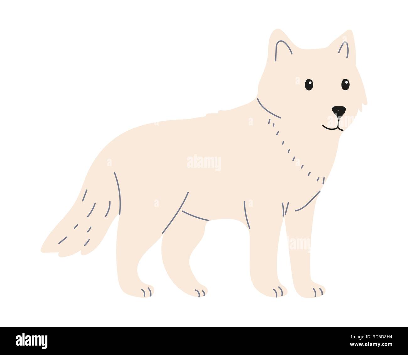 Renard arctique sur un fond blanc, illustration vectorielle de style plat. Animaux du pôle Nord Illustration de Vecteur