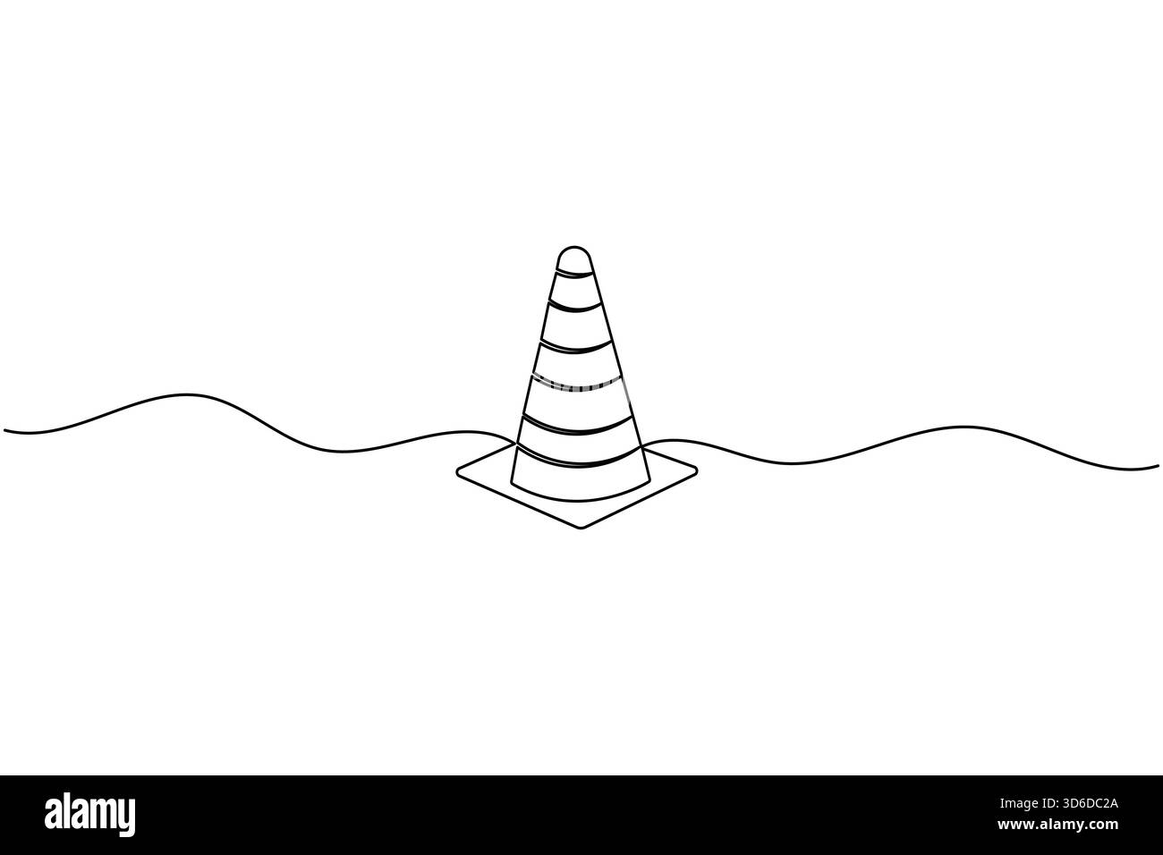 Dessin de ligne continue de cône de trafic et style minimaliste isolent l'icône de vecteur de contour Illustration de Vecteur