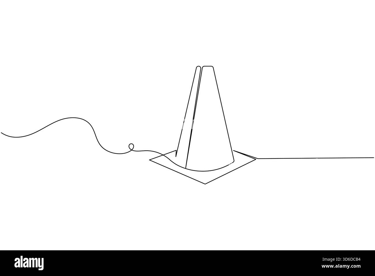 Dessin de ligne continue de cône de trafic et style minimaliste isolent l'icône de vecteur de contour Illustration de Vecteur