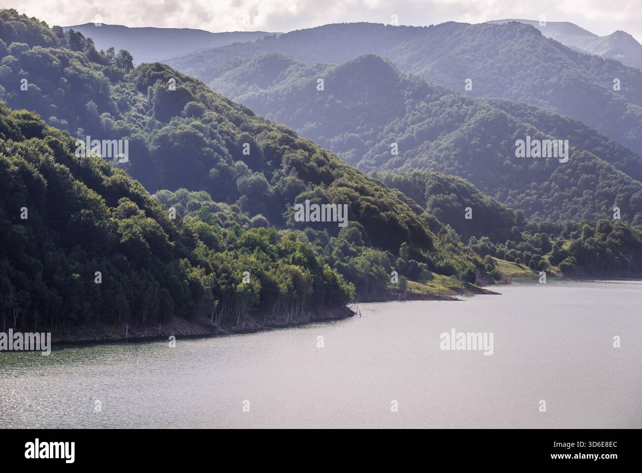 Lac Siriu vu du point de vue à côté du barrage Siriu dans la région de Buzau en Roumanie Banque D'Images