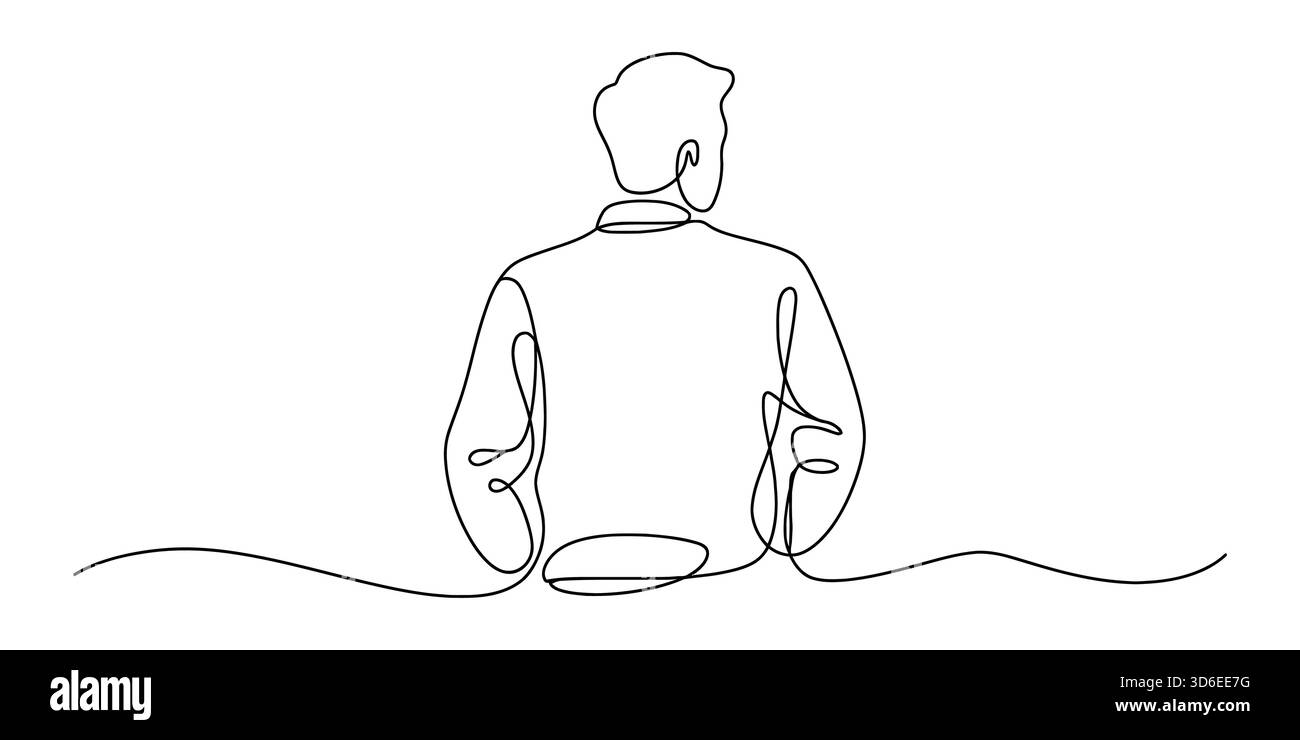 Dessin de ligne continue d'une personne de derrière regardant vers l'avant avec un but Illustration de Vecteur