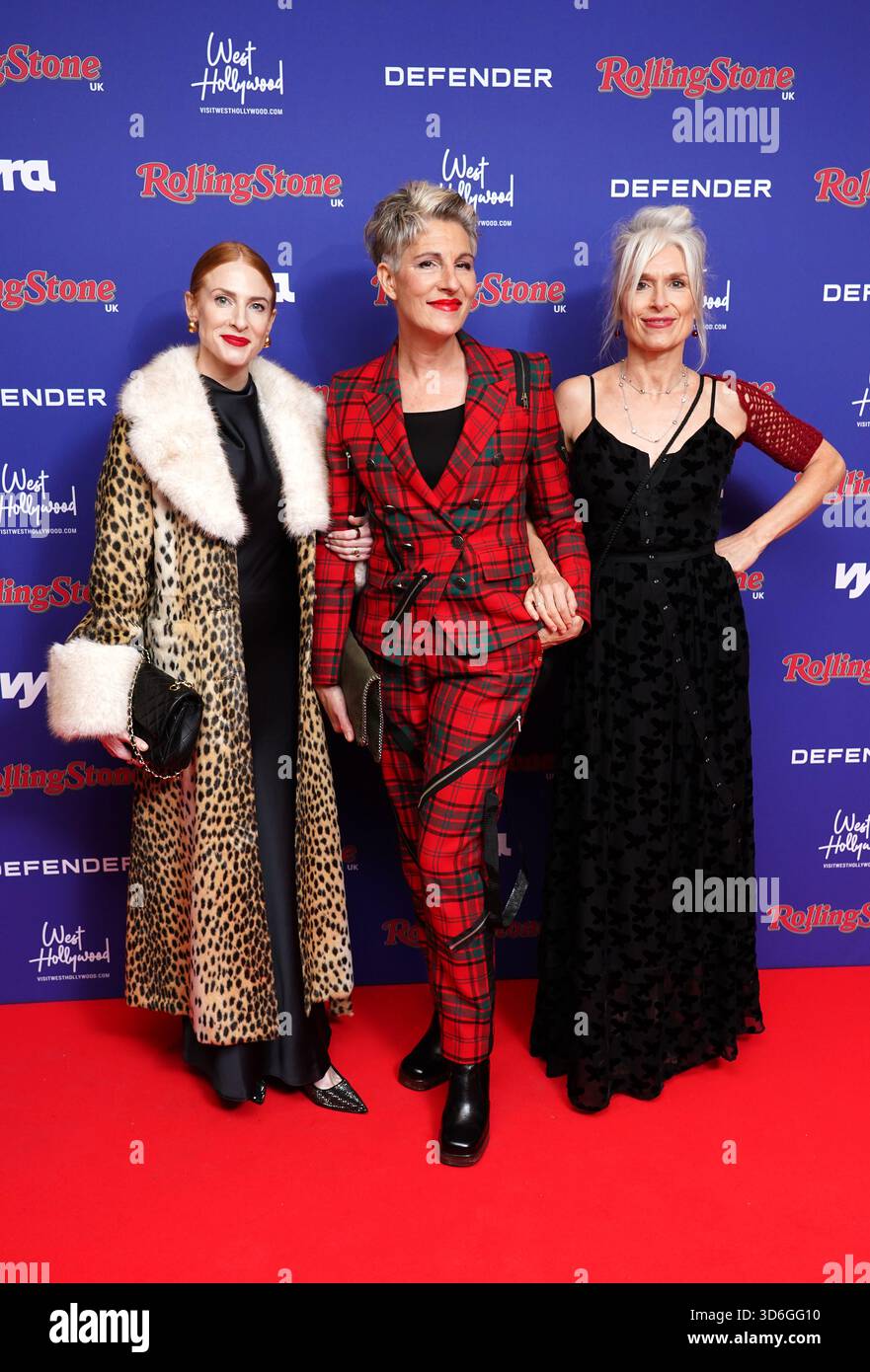 Rosalie Craig, Tamsin Greig et Amelia Bullmore assistent aux Rolling Stone UK Awards au Roundhouse, au nord-ouest de Londres. Date de la photo : jeudi 20 novembre 2025. Banque D'Images