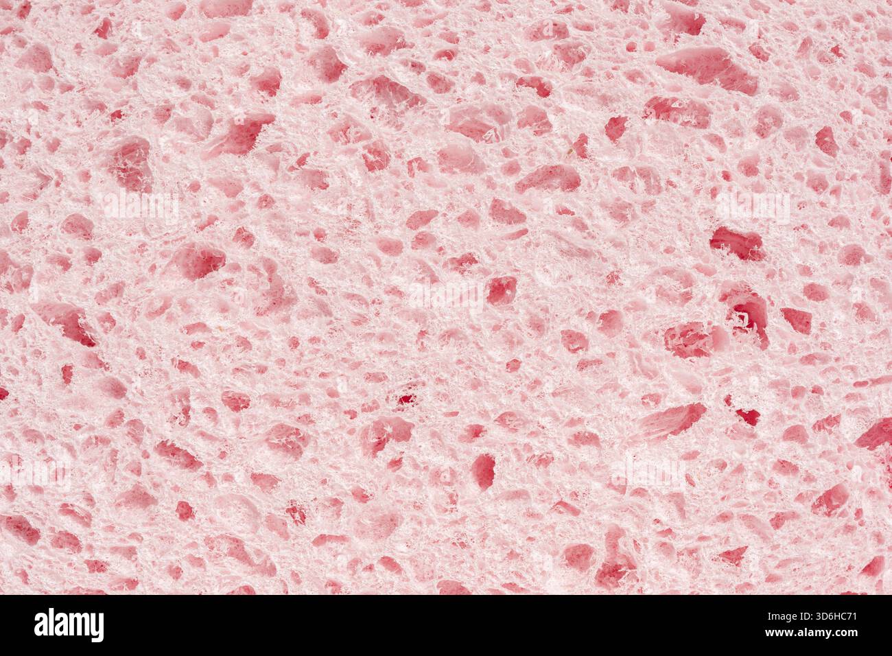 Fond de texture rose éponge. Surface spongieuse pour le bain. Matériau éponge de cuisine gros plan. Détail en caoutchouc mousse. Gros plan, macro Banque D'Images
