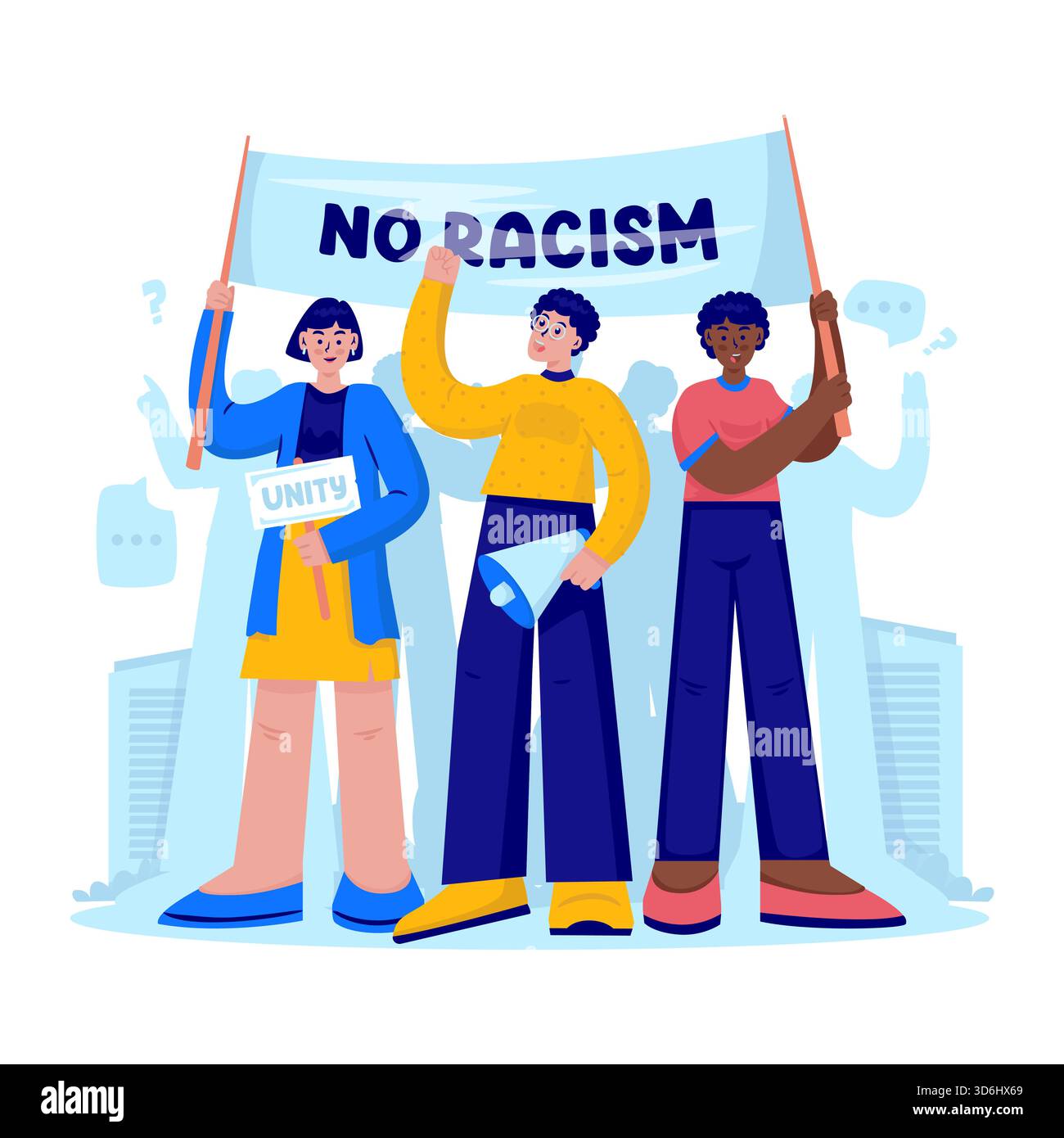Illustration vectorielle de la campagne pour l'unité contre le racisme et la discrimination Illustration de Vecteur