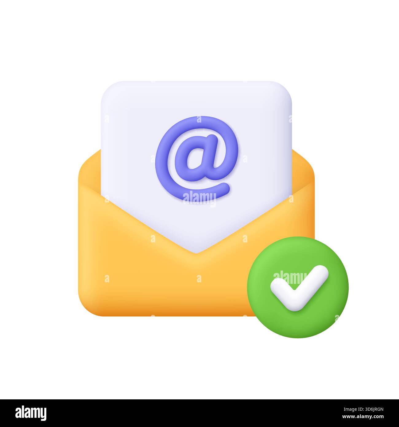 Ouvrez l'enveloppe avec l'enveloppe avec le document montrant un e-mail au symbole et une coche verte. E-mail vérifié, message envoyé et concept de confirmation d'e-mail Illustration de Vecteur