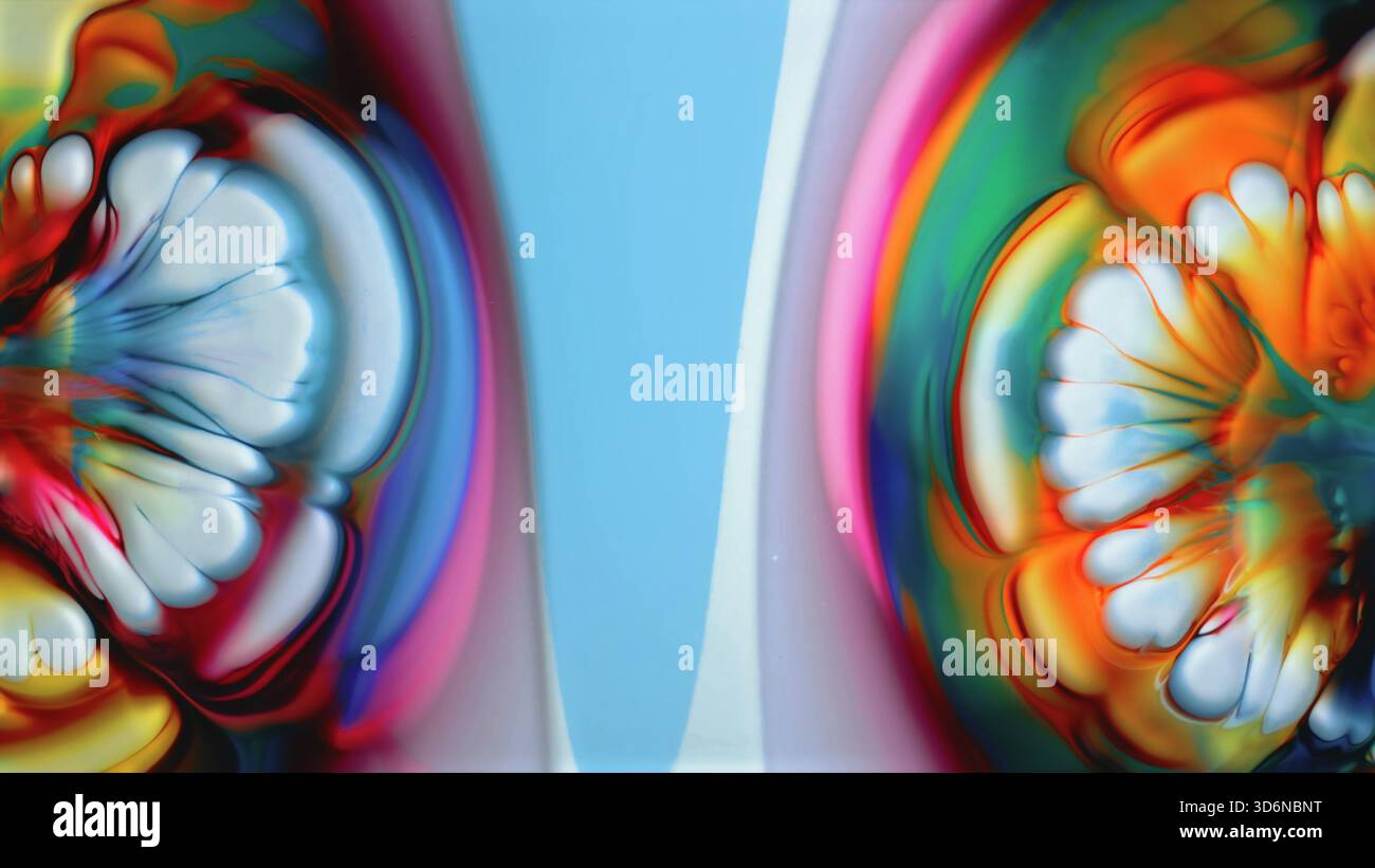 Art fluide lumineux présentant des motifs colorés vibrants symétriques Banque D'Images