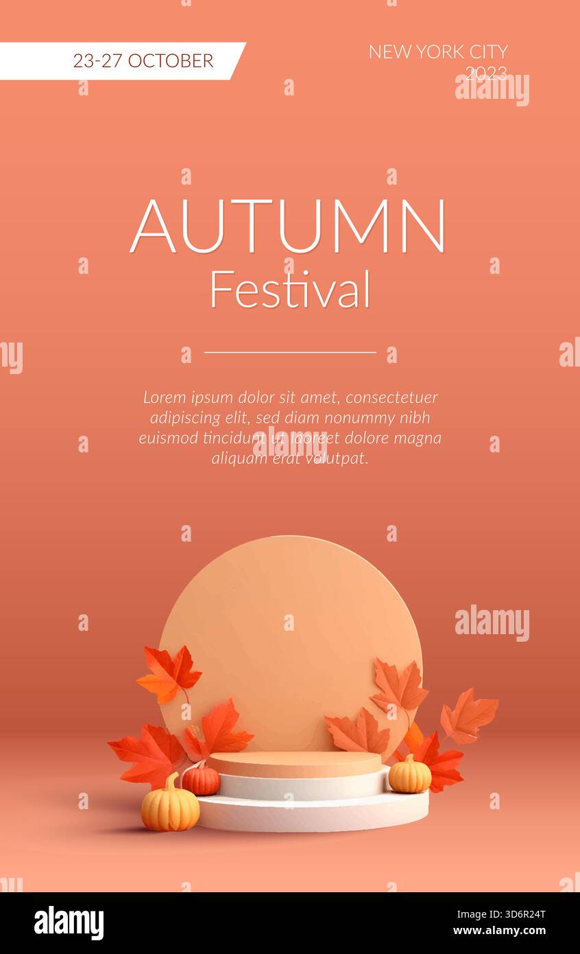 Fond de vente d'automne avec vitrine publicitaire Illustration de Vecteur