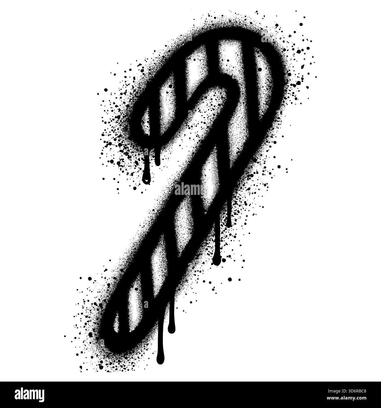 Graffiti Candy Cane avec peinture noire en aérosol. illustration vectorielle. Illustration de Vecteur