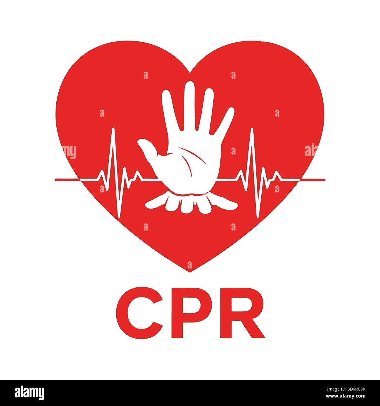 Symbole de cœur de RCP avec graphique de main représentant les soins médicaux d'urgence Illustration de Vecteur