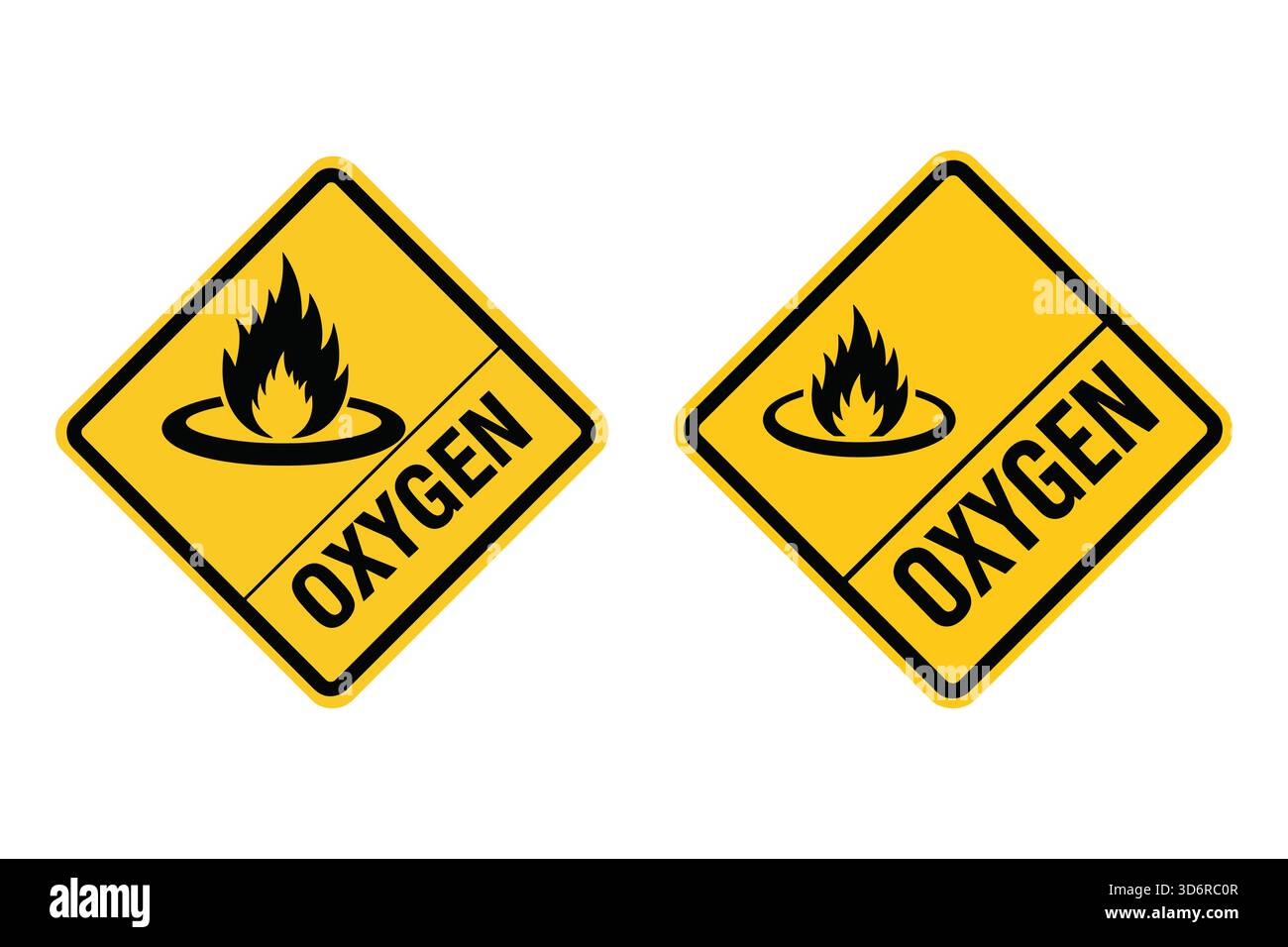 Panneau d'avertissement de danger de comburant en forme de losange jaune avec symbole de flamme Illustration de Vecteur