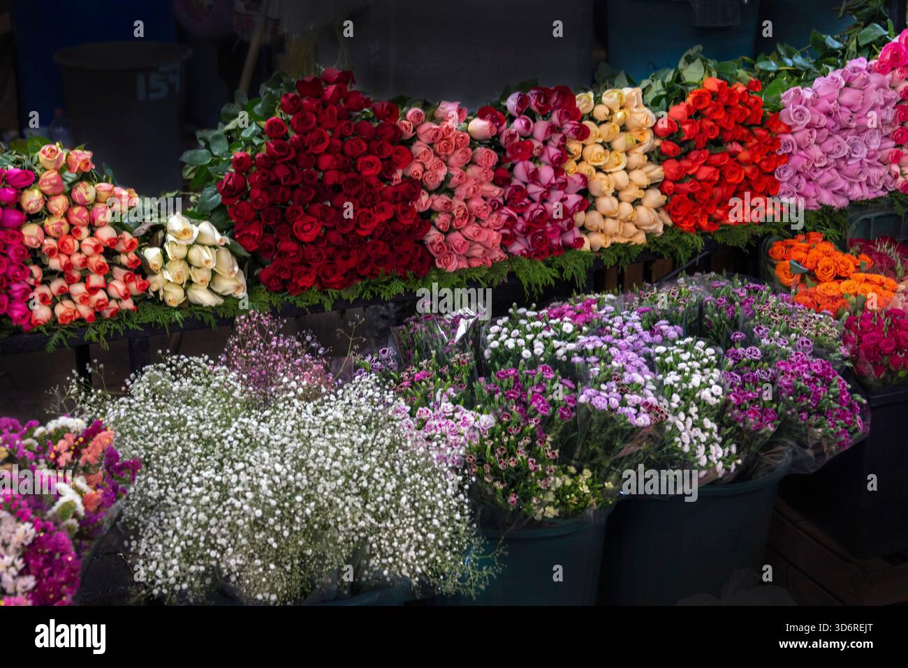 Marché aux fleurs de la Jamaïque à Mexico, Mexique Banque D'Images