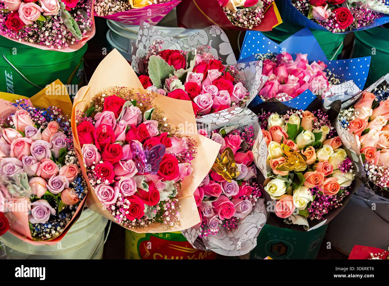 Marché aux fleurs de la Jamaïque à Mexico, Mexique Banque D'Images