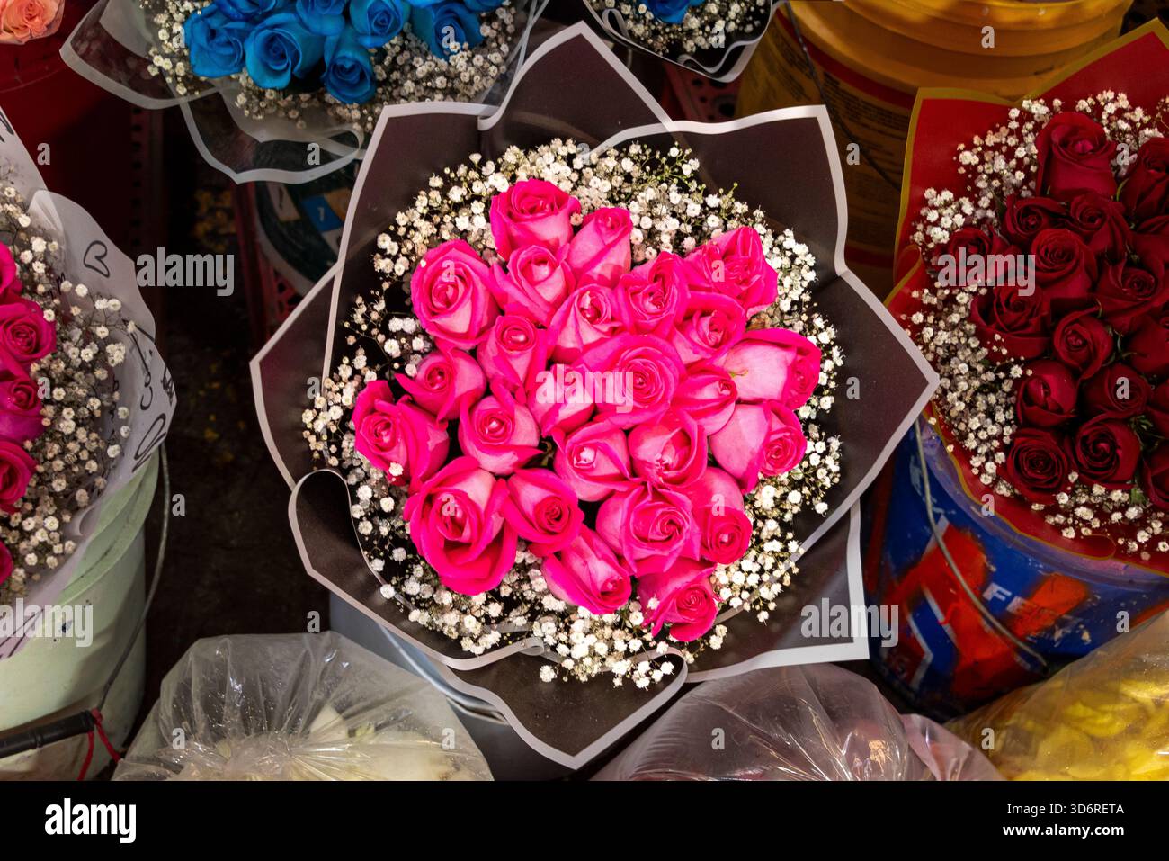 Marché aux fleurs de la Jamaïque à Mexico, Mexique Banque D'Images