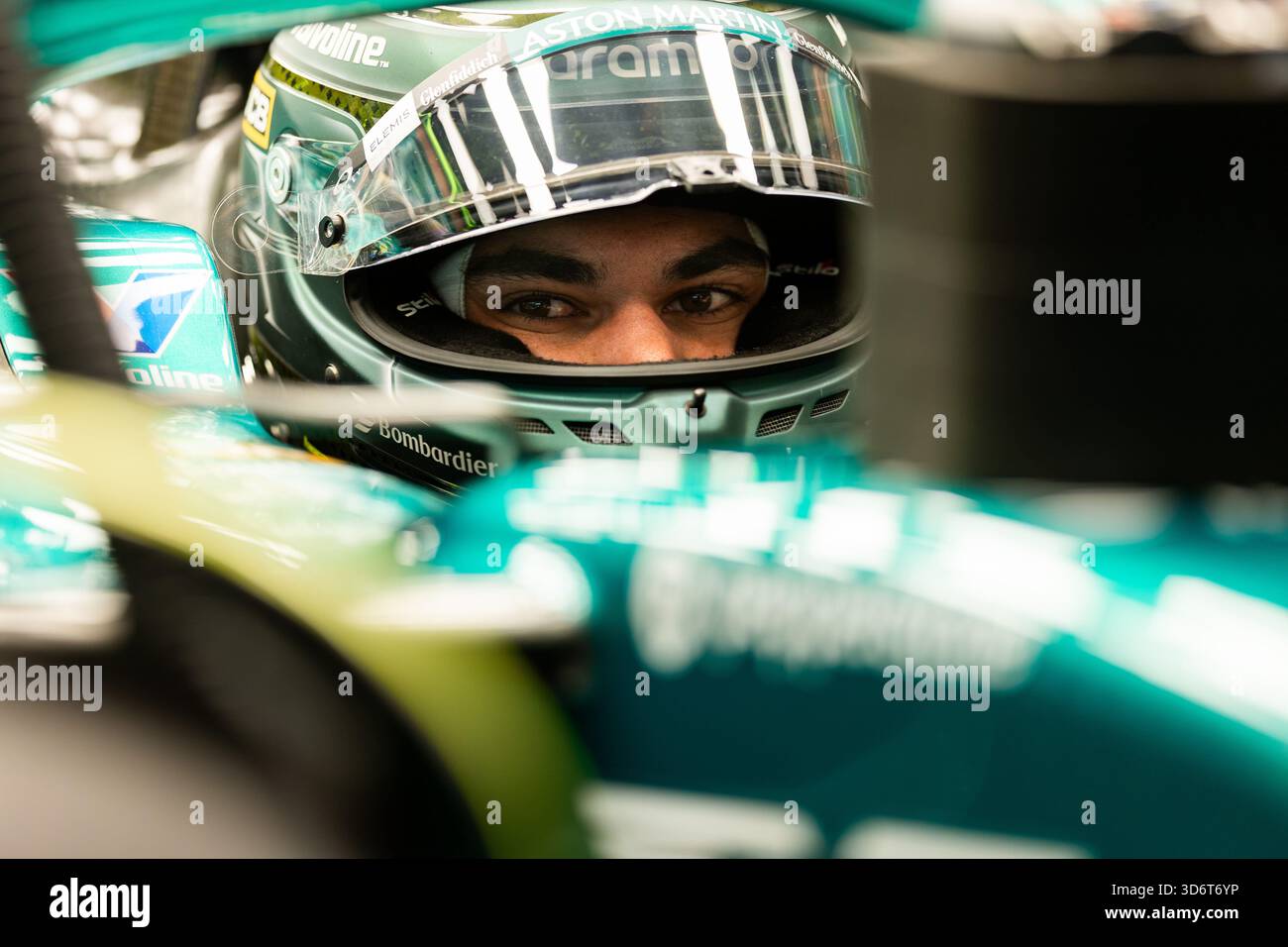 22 novembre 2025 ; Las Vegas, Nevada, USA : STROLL lance (CAN), Aston Martin F1 Team AMR25, lors du Grand Prix de formule 1 de Las Vegas 2025, séances de qualification dans des conditions humides Banque D'Images