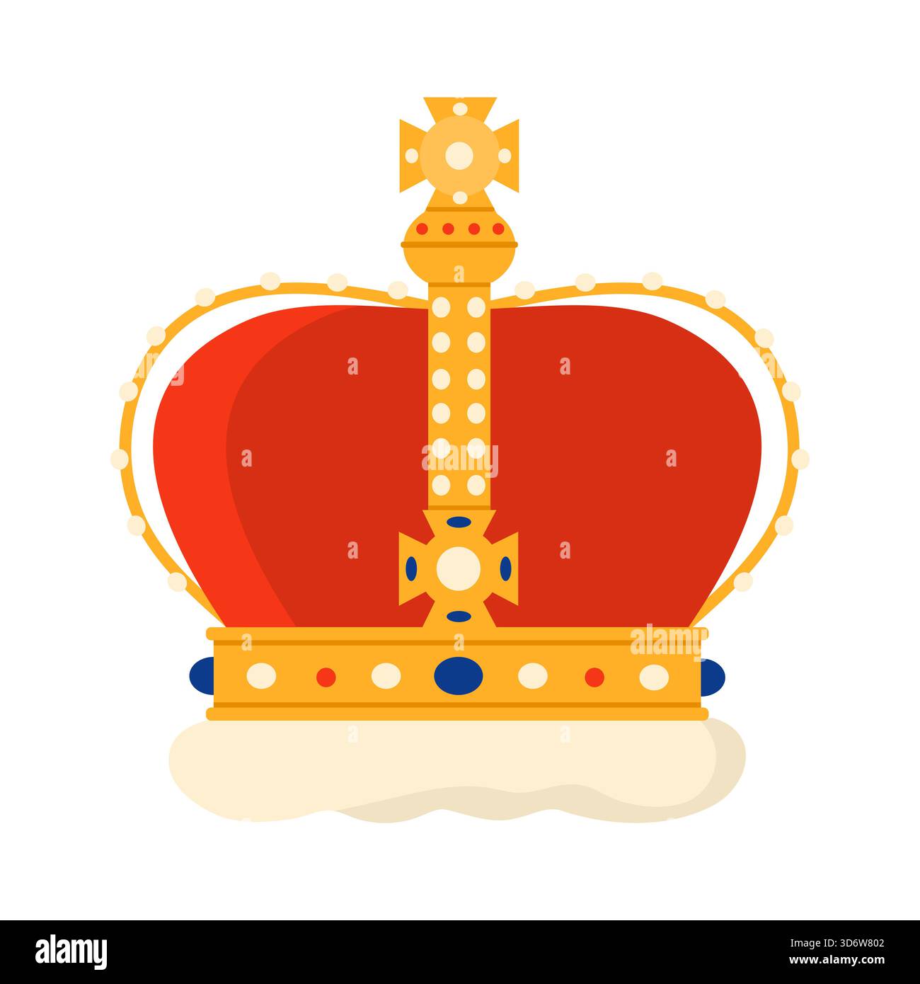 Couronne britannique rouge et or classique symbolisant la royauté et la monarchie sur illustration vectorielle de fond isolé Illustration de Vecteur