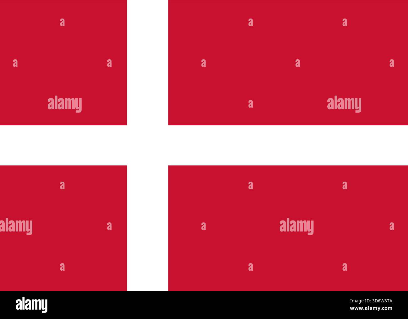 Drapeau national danois avec fond rouge et croix blanche isolé sur illustration vectorielle blanche Illustration de Vecteur