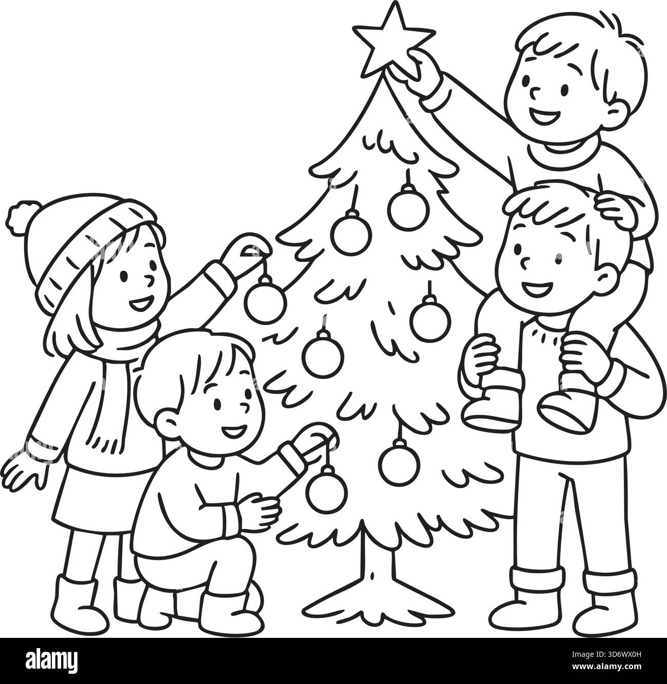 Livre de coloriage d'hiver pour enfants sur fond transparent Illustration de Vecteur