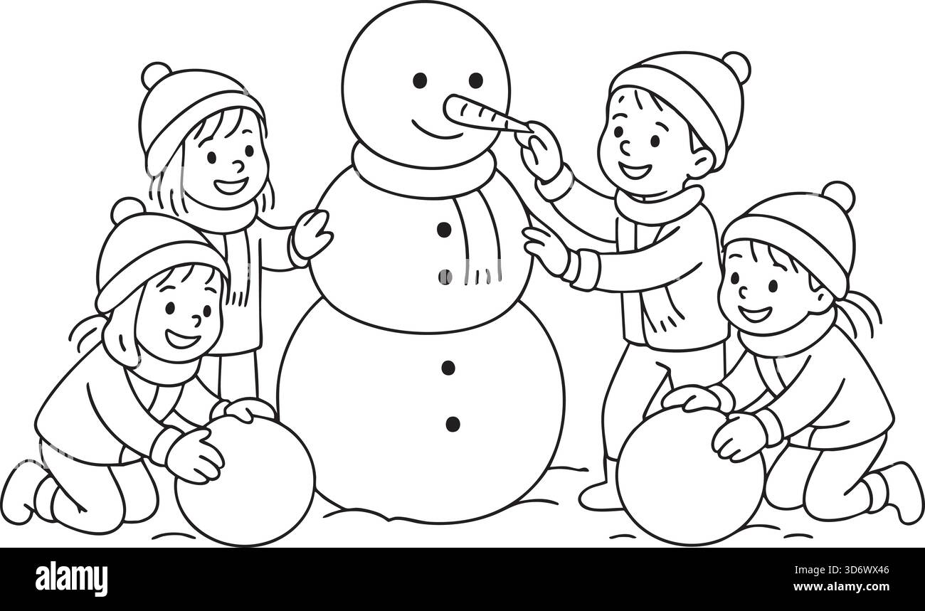 Livre de coloriage d'hiver pour enfants sur fond transparent Illustration de Vecteur