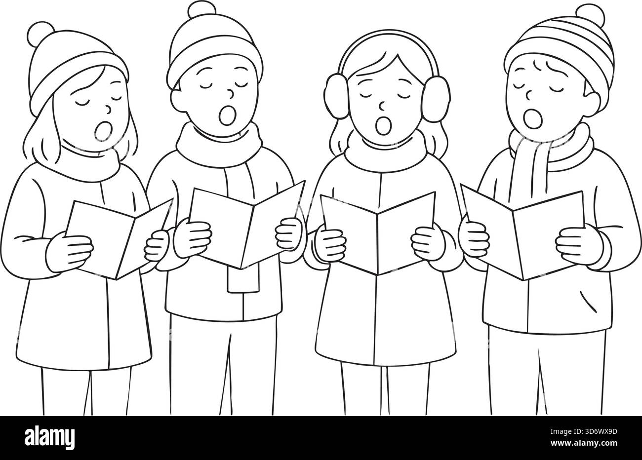 Livre de coloriage d'hiver pour enfants sur fond transparent Illustration de Vecteur