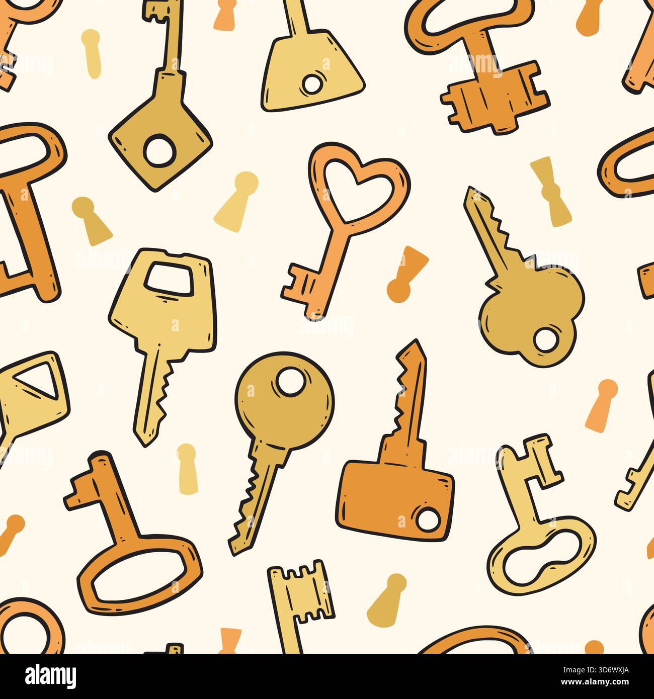Doodle Keys motif sans couture. Illustration vectorielle fond de conception plat. Illustration de Vecteur