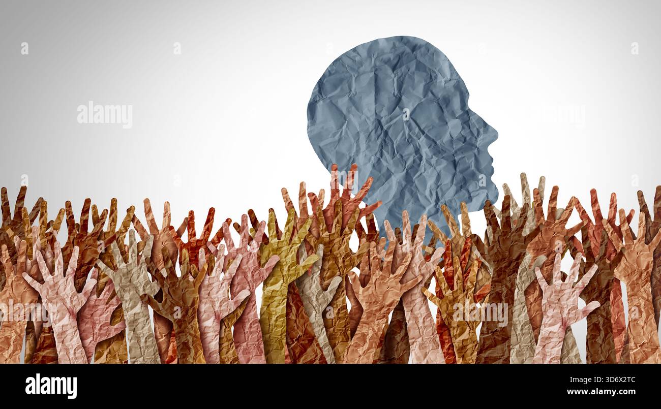 Concept de leadership politique en tant que symbole d'un politicien élu par diverses personnes et le symbole de vote noir et hispanique pour les élections et le vote pour Banque D'Images