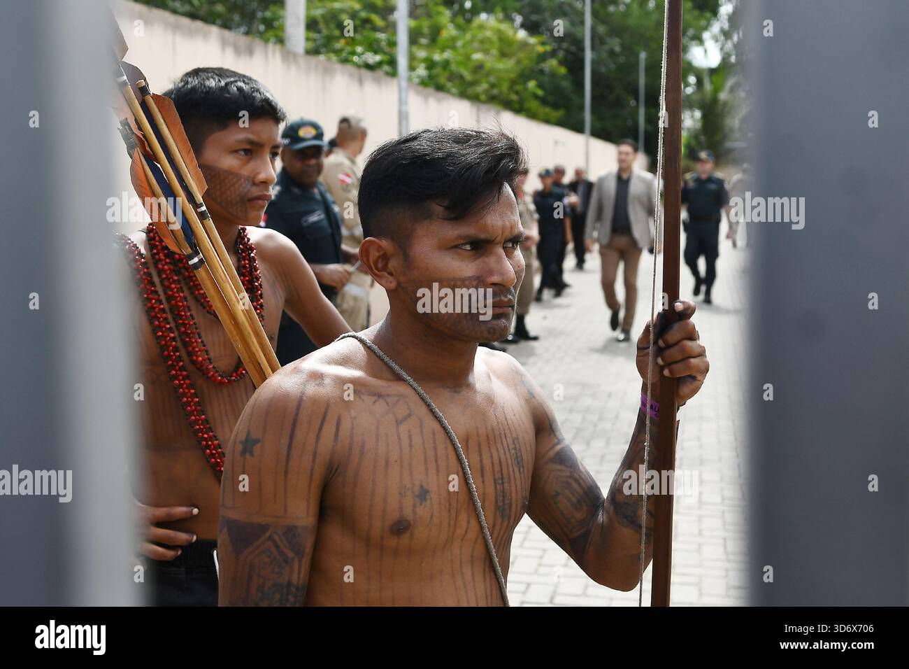 Belém, Brésil, 19 novembre 2025. Peuple indigène du groupe Munduruku, dans la région nord du Brésil. Banque D'Images