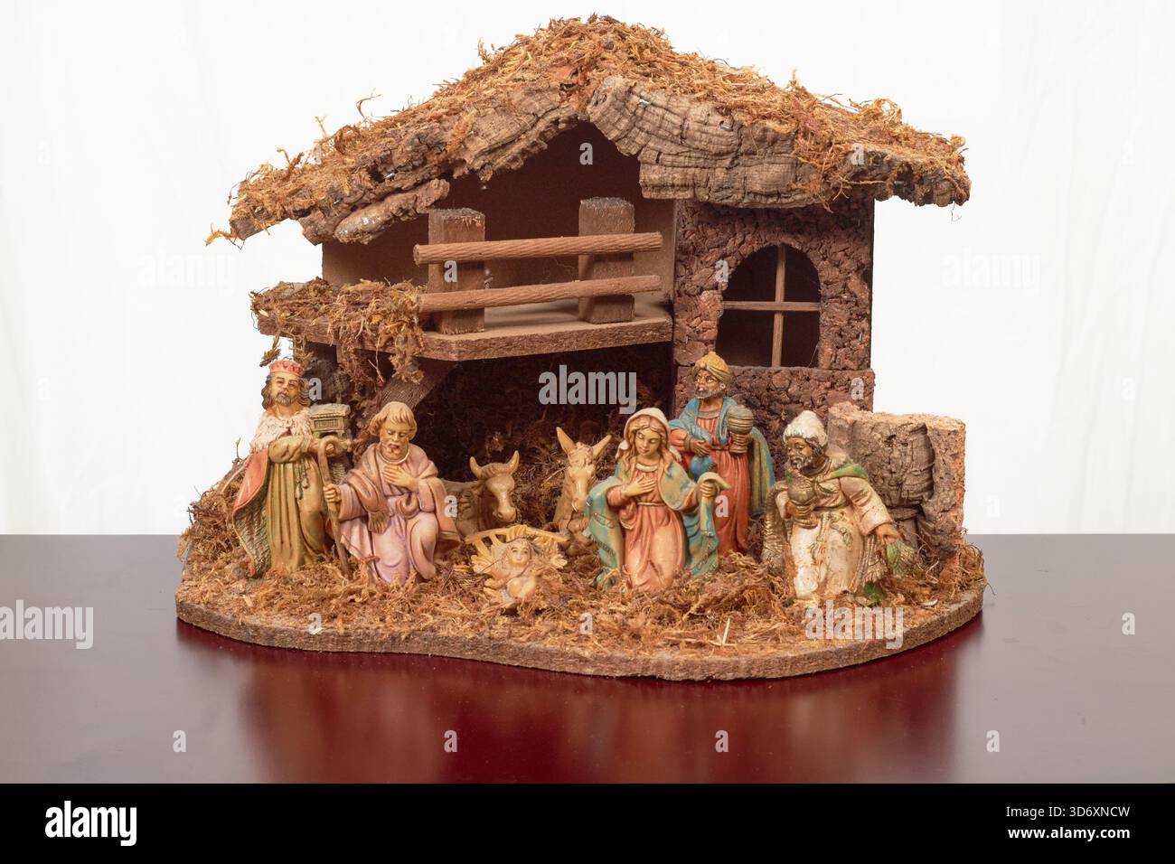 Scène vintage de la Nativité représentant la naissance de notre Seigneur Jésus-Christ !, vacances de Noël ! Banque D'Images