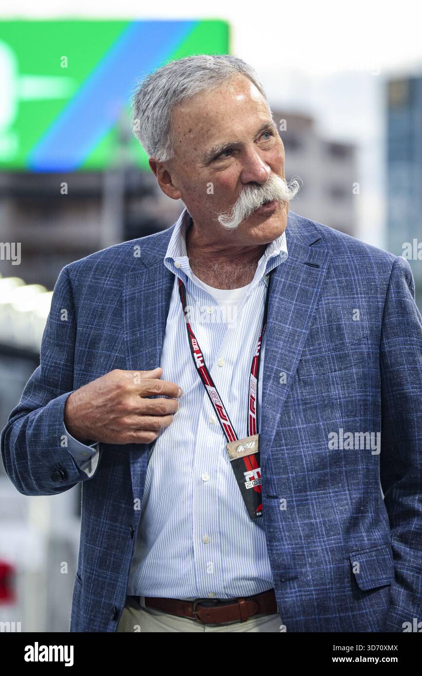 CAREY Chase (états-unis), ancien Président-directeur général du Formula One Group FOG, portrait lors du Grand Prix de formule 1 de Las Vegas 2025, 22e manche du Championnat du monde de formule 1 FIA 2025 du 21 au 23 novembre 2025 sur le Las Vegas Strip circuit, à Paradise, Nevada, États-Unis d'Amérique Banque D'Images