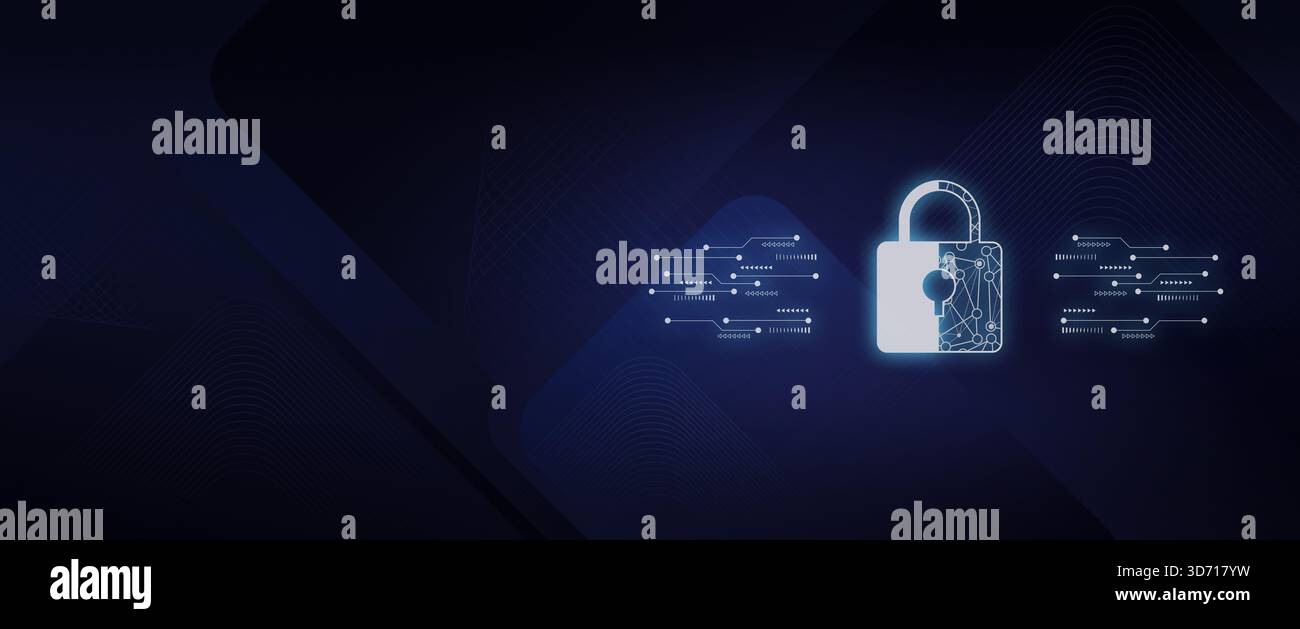 Cybersécurité contexte de sécurité de réseau mondial verrouillage de sécurité de style réseau technologie numérique de sécurité Banque D'Images