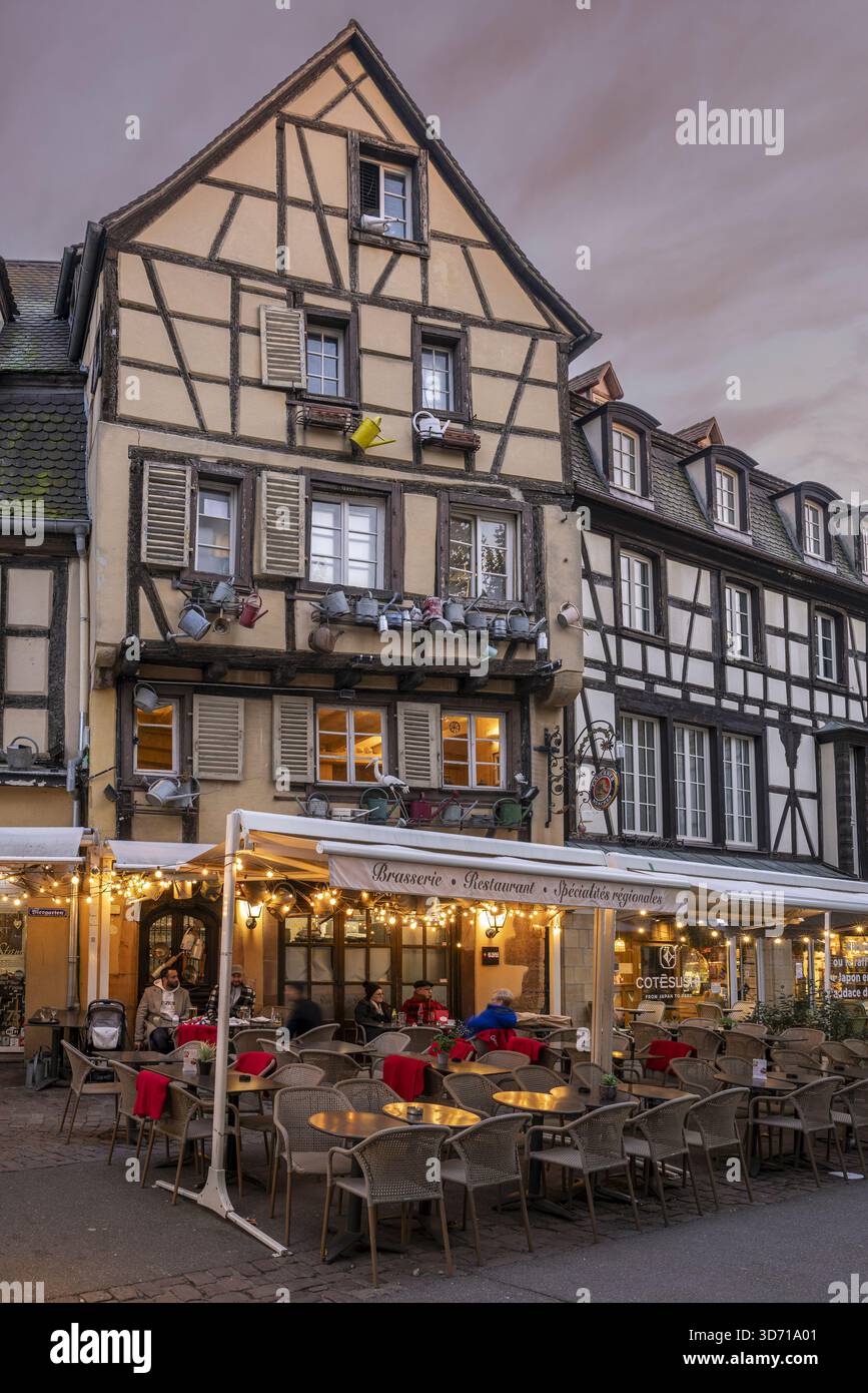 Restaurant Brasserie dans la vieille ville, Colmar, Haut-Rhin, Grand est, France Banque D'Images