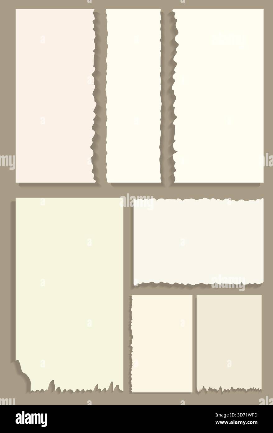 Ensemble de fond de Scrapbook de morceaux de papier déchiré coloré de lait. Illustration de Vecteur