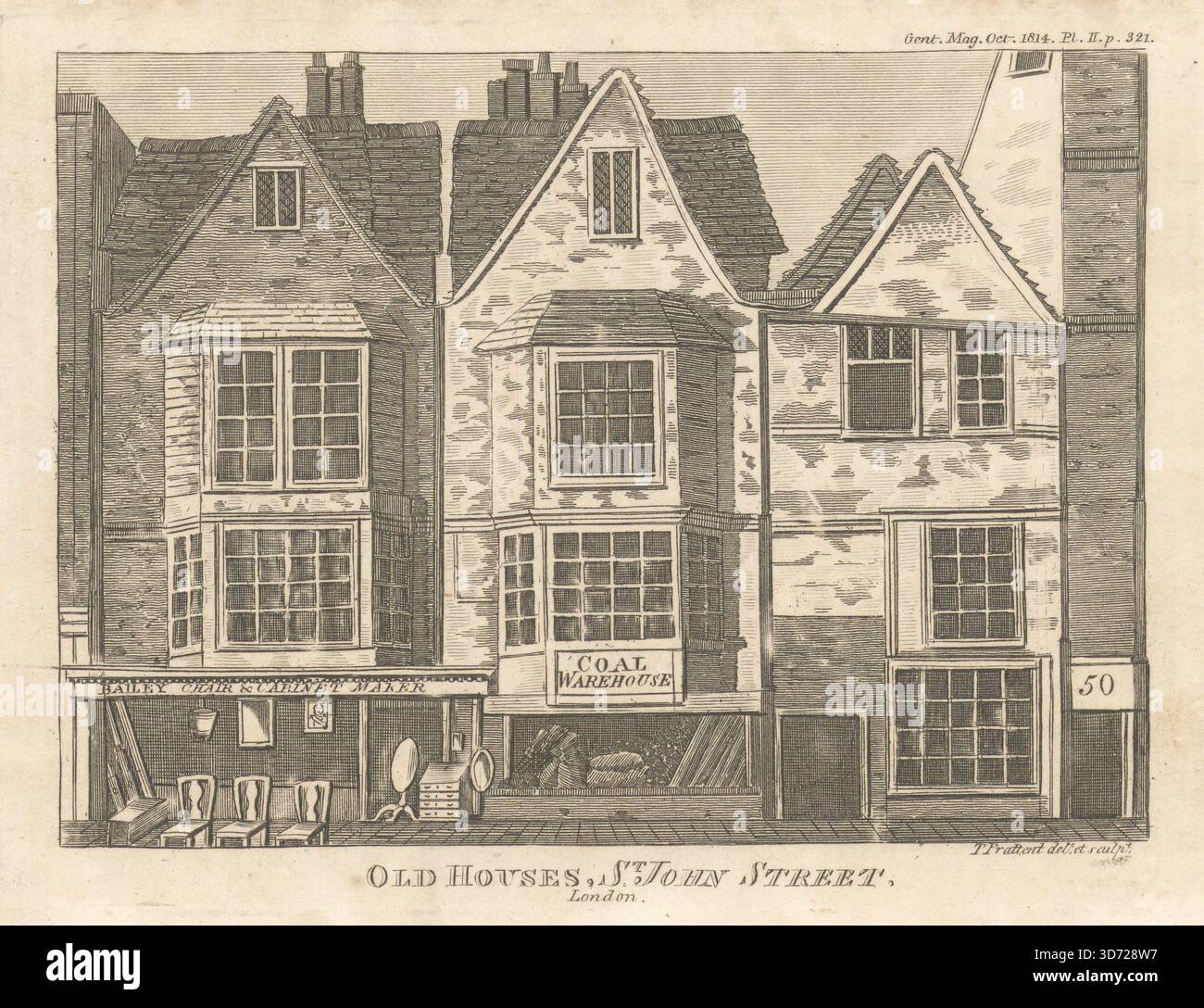 Maisons anciennes, 50-56 St John Street, Clerkenwell, Londres. Gentleman's Magazine 1814 Banque D'Images